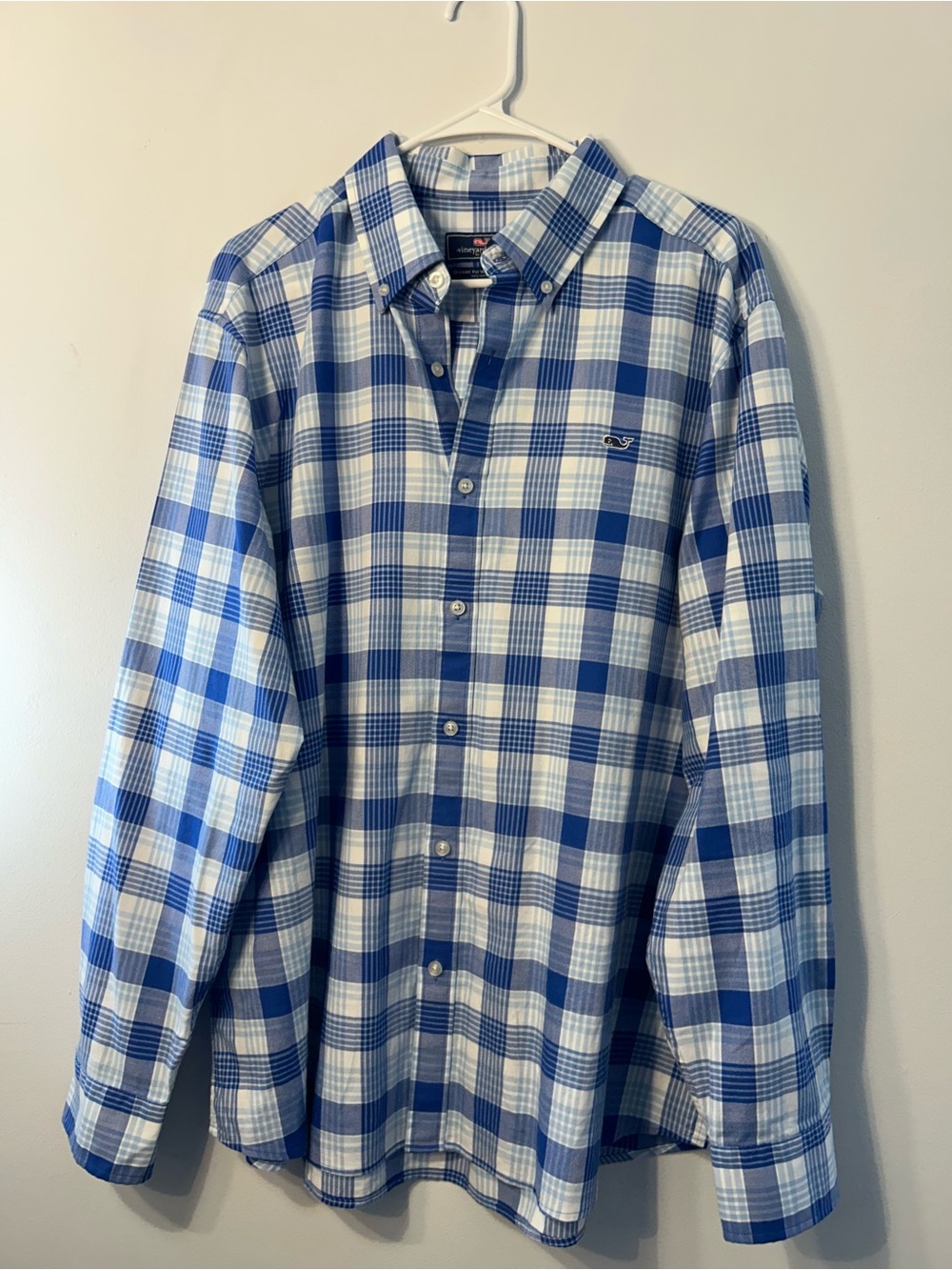 Men’s Vineyard Vines Blue & White Plaid Button-Down Shirt